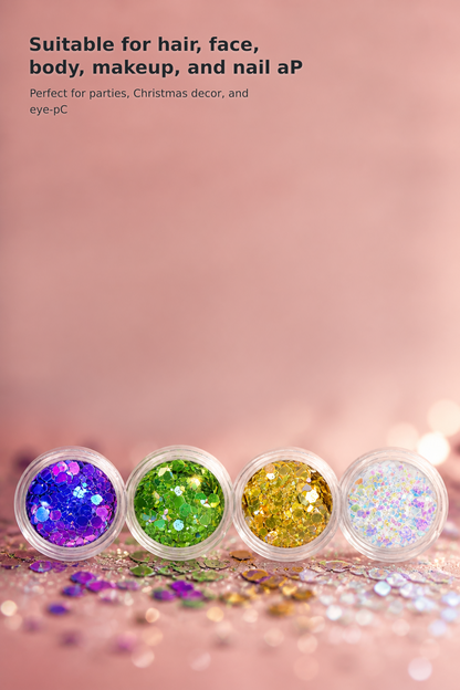 4-Jar Holographic Chunky Glitter Set