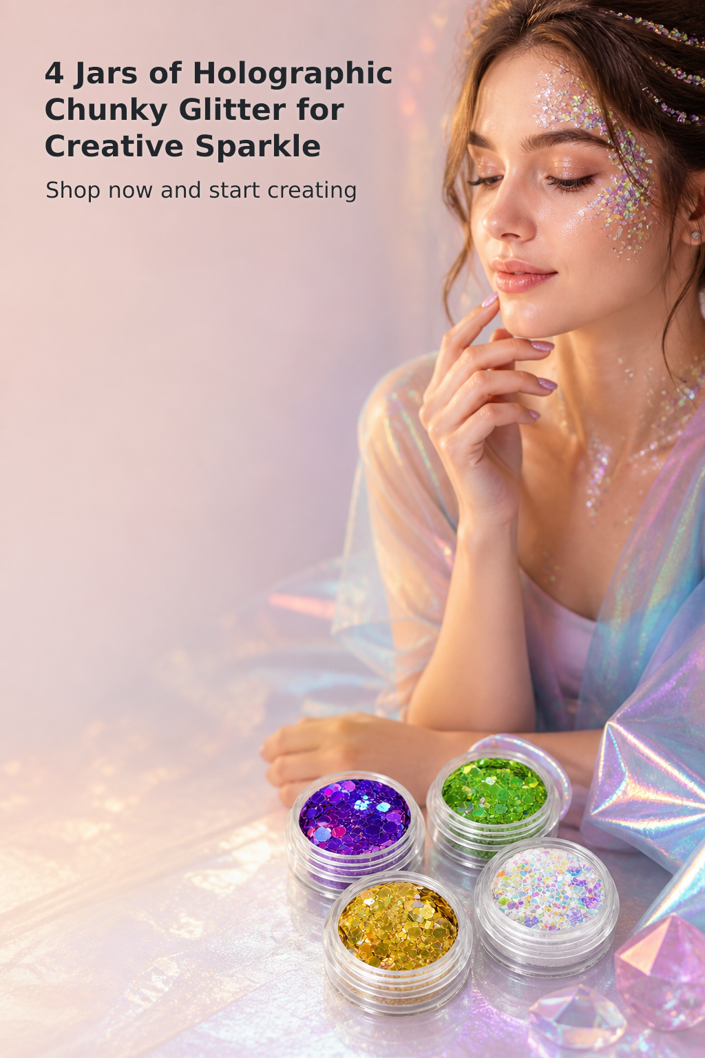 4-Jar Holographic Chunky Glitter Set